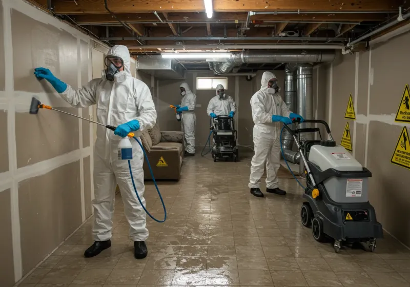 Basement Moisture Removal and Structural Drying process in Mathis, TX